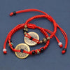 Five Emperor Coins Red Cord Bracelet — Handwoven Pure Copper for Wealth and Protection - Buddha Tibet xd00072