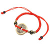 Five Emperor Coins Red Cord Bracelet — Handwoven Pure Copper for Wealth and Protection - Buddha Tibet xd00072