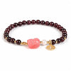 Garnet & Hetian Jade Bracelet — Lucky Charm Bead Bracelet for Wealth & Protection - Strawberry Quartz with PixiuBuddha Tibet