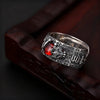 Garnet Ring - Pixiu & Heart Sutra - Buddha Tibet xd00081