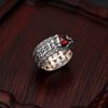 Garnet Ring - Pixiu & Heart Sutra - Buddha Tibet xd00081