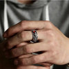 Garnet Ring - Pixiu & Heart Sutra - Buddha Tibet xd00081