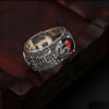 Garnet Ring - Pixiu & Heart Sutra - Buddha Tibet xd00081