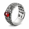 Garnet Ring - Pixiu & Heart Sutra Buddha Tibet
