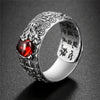 Garnet Ring - Pixiu & Heart Sutra - Buddha Tibet xd00081