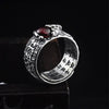 Garnet Ring - Pixiu & Heart Sutra - Buddha Tibet xd00081