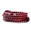 Garnet Wrap Bracelet — Deep Red Beads With Accent Detail - 6A with Decorative Accents4 mm, 3 Wraps (approx. 53 cm)Buddha Tibet