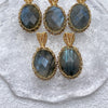Gold-Filled Wire Labradorite Pendant — Open Woven Frame - Buddha Tibet