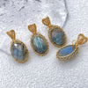 Gold-Filled Wire Labradorite Pendant — Open Woven Frame - Buddha Tibet
