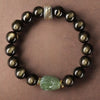 Gold Sheen Obsidian Jade Pixiu Bracelet — Keep Wealth Close - 10mm Gold Sheen Obsidian + Green Jade PixiuBuddha Tibet
