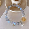Gray Moonstone & Citrine Bracelet 8mm — Minimalist Stone Pairing for Steady Focus Buddha Tibet