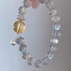 Gray Moonstone & Citrine Bracelet 8mm — Minimalist Stone Pairing for Steady Focus Buddha Tibet
