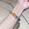 Gray Moonstone & Citrine Bracelet 8mm — Minimalist Stone Pairing for Steady Focus Buddha Tibet