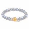 Gray Moonstone & Citrine Bracelet 8mm — Minimalist Stone Pairing for Steady Focus Buddha Tibet