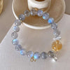 Gray Moonstone & Citrine Bracelet 8mm — Minimalist Stone Pairing for Steady Focus Buddha Tibet
