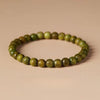 Green Sandalwood Mala Bracelet with Cinnabar & Agate — Natural Wood Beads for Grounding & Intention Buddha Tibet