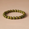 Green Sandalwood Mala Bracelet with Cinnabar & Agate — Natural Wood Beads for Grounding & Intention Buddha Tibet