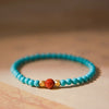 Green Turquoise & Red Agate Bracelet — Two Earth Stones, One Strand - Turquoise & Red AgateBuddha Tibet