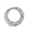 Grey Moonstone Double-Wrap Bracelet — Aquamarine Lucky Sliding Bead, Chinese Style Buddha Tibet