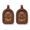 Hand-Painted Tsatsa Pendant — Miniature Tibetan Buddhist Guardian in Leather Frame Buddha Tibet