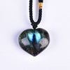 Heart Labradorite Necklace — Soft Shape, Shifting Blue Flash - 2–3 cmBuddha Tibet