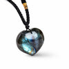 Heart Labradorite Necklace — Soft Shape, Shifting Blue Flash Buddha Tibet