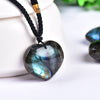 Heart Labradorite Necklace — Soft Shape, Shifting Blue Flash - 2–3 cmBuddha Tibet