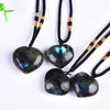 Heart Labradorite Necklace — Soft Shape, Shifting Blue Flash - 2–3 cmBuddha Tibet