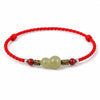Hetian Jade Gourd Bracelet — Red String with Cinnabar Fortune Bead Buddha Tibet