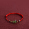 Hetian Jade Gourd Bracelet — Red String with Cinnabar Fortune Bead - Peace Red BraceletBuddha Tibet