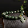 Jade Bracelet - Pixiu Green Jade Bracelet for Wealth & Serenity - Buddha Tibet xd00012