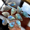 Labradorite Cord Necklace — Drilled Stone in Three Shapes - Leaf (Drilled, Cord Included)3–5 cmBuddha Tibet