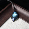Labradorite Cord Necklace — Drilled Stone in Three Shapes - Leaf (Drilled, Cord Included)3–5 cmBuddha Tibet
