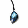 Labradorite Cord Necklace — Drilled Stone in Three Shapes Buddha Tibet