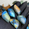 Labradorite Cord Necklace — Drilled Stone in Three Shapes - Leaf (Drilled, Cord Included)3–5 cmBuddha Tibet