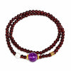 Layered Garnet & Chalcedony Bracelet Stack — Multi-Stone Bead Set for Protection & Calm - Double-Layer Garnet & AmethystBuddha Tibet