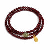 Layered Garnet & Chalcedony Bracelet Stack — Multi-Stone Bead Set for Protection & Calm - Three-Layer Garnet Lucky CoinBuddha Tibet