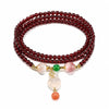 Layered Garnet & Chalcedony Bracelet Stack — Multi-Stone Bead Set for Protection & Calm - Three-Layer Garnet Peace ClaspBuddha Tibet