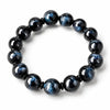 Light Blue & Blue Tiger Eye Bracelet — Natural Collector-Grade Hawk Eye Bead Strand Buddha Tibet