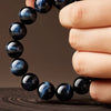 Light Blue & Blue Tiger Eye Bracelet — Natural Collector-Grade Hawk Eye Bead Strand - Blue Tiger Eye14mmBuddha Tibet