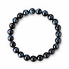 Light Blue & Blue Tiger Eye Bracelet — Natural Collector-Grade Hawk Eye Bead Strand Buddha Tibet