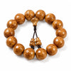 Liudao Wood Mala Bracelet — Six-Path Buddhist Prayer Beads in Natural Aged Hardwood - 12mm × 17 Beads — Gourd Pendant StyleBuddha Tibet