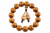 Liudao Wood Mala Bracelet — Six-Path Buddhist Prayer Beads in Natural Aged Hardwood - 12mm × 17 Beads — Gourd Pendant StyleBuddha Tibet