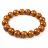 Liudao Wood Mala Bracelet — Six-Path Buddhist Prayer Beads in Natural Aged Hardwood - 15mm × 15 Beads — Plain Single RingBuddha Tibet