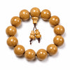 Liudao Wood Mala Bracelet — Six-Path Buddhist Prayer Beads in Natural Aged Hardwood - 18mm × 13 Beads — Gourd Pendant StyleBuddha Tibet