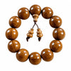 Liudao Wood Mala Bracelet — Six-Path Buddhist Prayer Beads in Natural Aged Hardwood - 20mm × 12 Beads — Gourd Pendant StyleBuddha Tibet