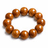 Liudao Wood Mala Bracelet — Six-Path Buddhist Prayer Beads in Natural Aged Hardwood - 20mm × 12 Beads — Plain Single RingBuddha Tibet