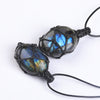 Macrame Labradorite Necklace — Adjustable Woven Stone Net - 3–4 cmBuddha Tibet