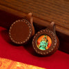 Miniature Thangka Leather Pendant — Hand-Painted Tibetan Deity Charm Buddha Tibet