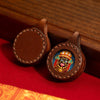 Miniature Thangka Leather Pendant — Hand-Painted Tibetan Deity Charm Buddha Tibet